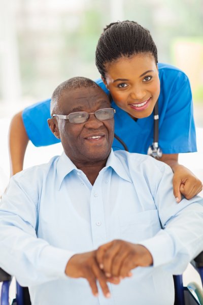 Caregiver with black man