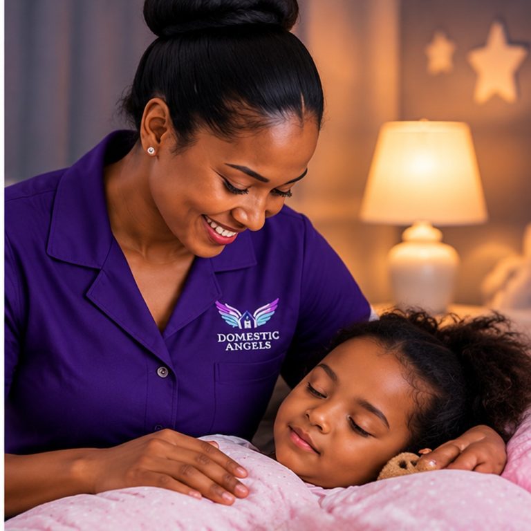 Night nanny settling a sleeping child